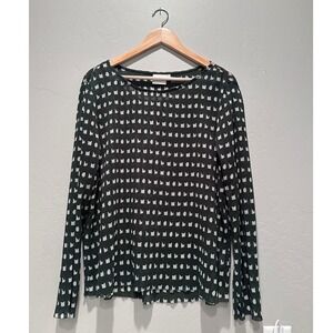 Elk‎ the Label Green Geometric Sheer Crinkle Blouse Long Sleeve Size 8